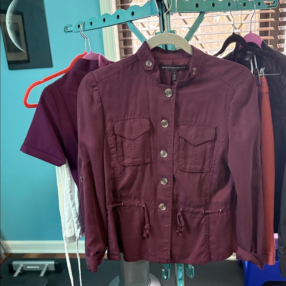 White House Black Market Deep Burgundy Utility Jacket